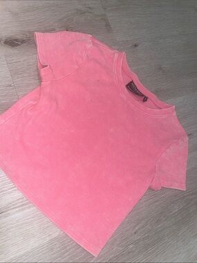 Ninth Hall Fundamentals | Pink Ribbed Cropped Tee | Size Small
